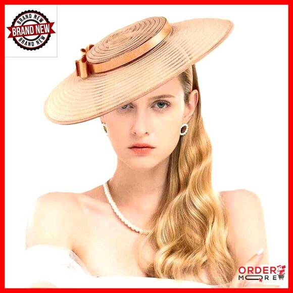 Adjustable Straw Fedora Wide Brim Hat for Women Church Events